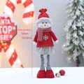 Ausziehbare Weihnachtsschneemann-Puppe in rotem Strickpullover und grauem Rock, 50cm - Kleiner Teleskop-Schneemann Stil (T1231536B)