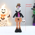 Retractable Halloween skeleton doll with striped hat and spider web dress ornament - Retractable Skeleton (YH249905B)