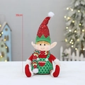 Elf plush doll with red sequin hat and green checkered trousers, 38cm Christmas decor - Standing Boy Style (QD24B618A)