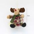 Pendaglio renna in peluche con maglione a quadri rossi e bottone in legno, altezza 15cm - Renna con Abito Plaid (HX-15210C)
