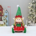 38cm Christmas elf doll with green sequin hat and red plush outfit decoration - Standing Girl Style (QD24B618B)