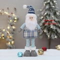 Gnomo di Natale blu e bianco con gambe estensibili, decorazione natalizia retrattile 60 cm - Stile Babbo Natale (T1230096 A)