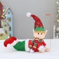 32cm sitzende Weihnachts-Elfenpuppe mit rotem Paillettenhut und grünem Schal - Liegender Roter Stil (QD24B619A)