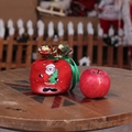 Christmas gift bag with Santa Claus pattern and green drawstring ribbon - Red Green Print A