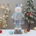 Pupazzo di neve natalizio retrattile in tessuto blu, altezza 58 cm per decorazione - Stile Pupazzo di Neve (T1230096 B)