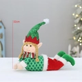 32cm sitzende Weihnachts-Elfen-Plüschpuppe in festlichem Rot-Grün mit Pailletten - Liegender Grüner Stil (QD24B619B)