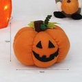 Plush orange Halloween pumpkin with smiling face and green leaf decoration 16cm - Smile Face Pattern (T1230130) / 6 Inch