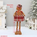 Plush gingerbread man Christmas ornament with retractable long legs and red plaid outfit - Large Retractable Woman Style (QD24B624 B)