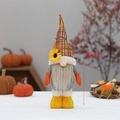 Autumn harvest gnome plush with sunflower hat and orange gloves, 33cm tall decoration - Plaid Beard Sunflower (HX-2256A)