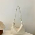 Chic cream white hobo bag with gold zipper and minimalist synthetic leather texture - Off White
