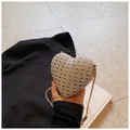Elegante borsa da sera a cuore argento con strass scintillanti e catena dorata - Argento