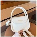 Bolso cuadrado blanco minimalista con asa superior y letras doradas de tendencia - Blanco