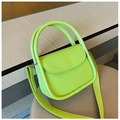 Bolso bandolera de cuero PU verde neón con asa superior y logotipo dorado fashion - Verde