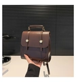 Zaino vintage marrone da donna in pelle PU con fibbia dorata e manico superiore - Marrone