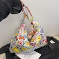 Bolso tote de lona con estampado floral colorido y asa integrada - Estilo 2