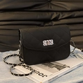 Classic black quilted crossbody bag with silver twist lock and leather chain strap - Large / Black Large