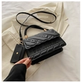 Chic black quilted handbag with fashion embossing and matching coin purse - Black