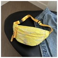 Bolso bandolera vintage amarillo con bordados coloridos y correa de nylon ajustable - Amarillo