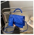 Klein blue crossbody bag with woven handle, fashion embossed texture and small pouch - Blue
