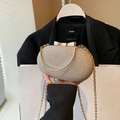 Elegante champagner goldene Pailletten-Abendtasche mit Schleifenverschluss und Kette - Gold