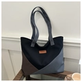 Sac cabas en toile à blocs de couleurs noir, gris et marron avec patch 'FASHION' - Noir