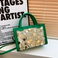Elegante grüne Handtasche mit großen Goldpailletten und verstellbarem Schultergurt - Grün