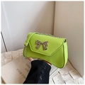 Elegante borsa a tracolla verde lime con fiocco argento e cinturino in catena - Verde