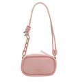 Borsa a tracolla rosa ovale in ecopelle testurizzata con catena decorativa - Rosa