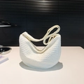 Borsa hobo bianca moderna con design a pieghe e tracolla regolabile elegante - Bianco