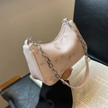 Pale pink butterfly floral hobo bag with silver chain strap and leather handle - Pink
