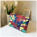 Pochette enveloppe à motifs géométriques colorés avec mosaïque et rabat triangulaire - Comme indiqué