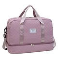 Quilted lavender travel bag with shoe compartment and waterproof nylon fabric - Lavender