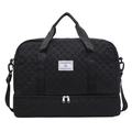 Bolso de viaje acolchado negro de gran capacidad con compartimento para zapatos para deporte - Negro