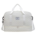 Bolso de viaje acolchado blanco perla con correa al hombro y zapatero separado - Blanco