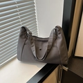Bolso tote de lona gris oscuro con correa ajustable y bolsillo con broche de presión - Gris