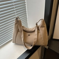 Bolso de hombro de lona caqui de gran capacidad con botón vintage en bolsillo frontal - Caqui