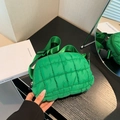 Neon green quilted crossbody cloud bag with adjustable nylon strap and buckle detail - Green