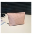 Pink woven envelope clutch with textured geometric pattern for organizing essentials - Pink