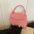 Chic red and white striped fabric crossbody bag with knot handle and envelope flap - Pink