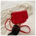 Bolso de hombro rojo chic en cuero sintético con correas dobles para uso diario mujer - Rojo