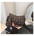 Dettaglio borsa a tracolla vintage con tracolla larga e astuccio rotondo - Marrone Scuro