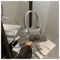 Silver crocodile pattern handbag with ZMIEBO embroidery and metallic finish - Silver