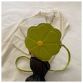 Groene bloemvormige crossbodytas met een gele centrale knop en lederen stiksel - Groen