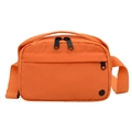 Lightweight bright orange nylon crossbody bag with dual-zipper compartments and top handle - Orange