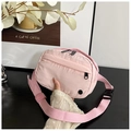 Light pink nylon crossbody bag with adjustable wide strap and black buckles - Pink