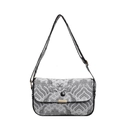 Borsa a tracolla minimalista bianca e nera con motivo a onde e sottile tracolla - Onda Grigio Bianco / Grigio