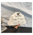 White shirt-shaped creative handbag with metallic chain and stylish lapel collar - White