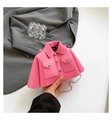 Mini handbag in Barbie pink jacket style with collar buttons and a slim chain strap - Pink