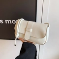 Chic cream white small square shoulder bag with crocodile texture and knot detail - White
