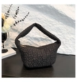 Black floral quilted shoulder bag with chic puffer texture and elegant handle - Black